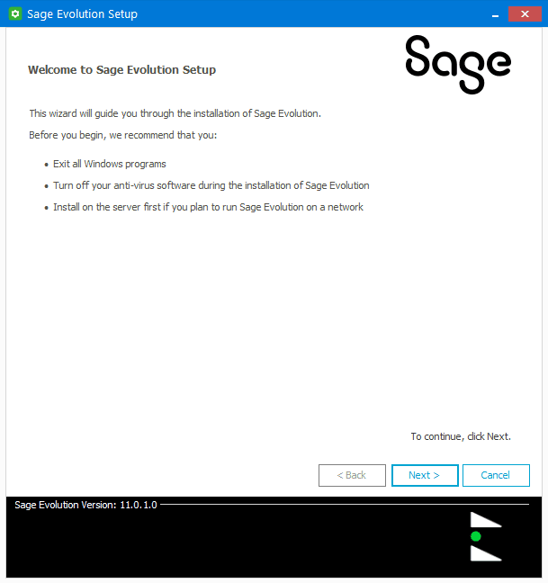 Sage 200 Evolution setup