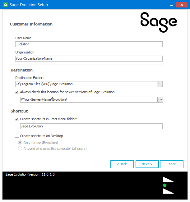 Sage 200 Evolution setup